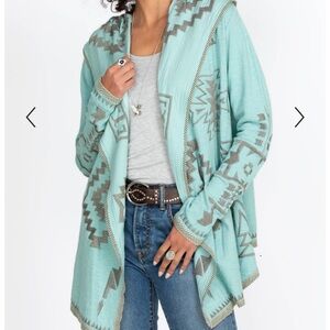 Johnny Was NWT Eleu Short Hoodie Sz L Aqua